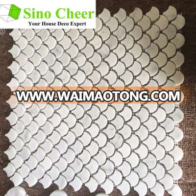 2017 Hot Selling Italian Bianco Carrara fish scale mosaic tile