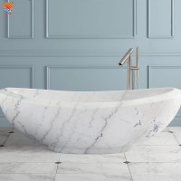 Natural White Marble Stone Bathtub Carrara White Marble Bathtub